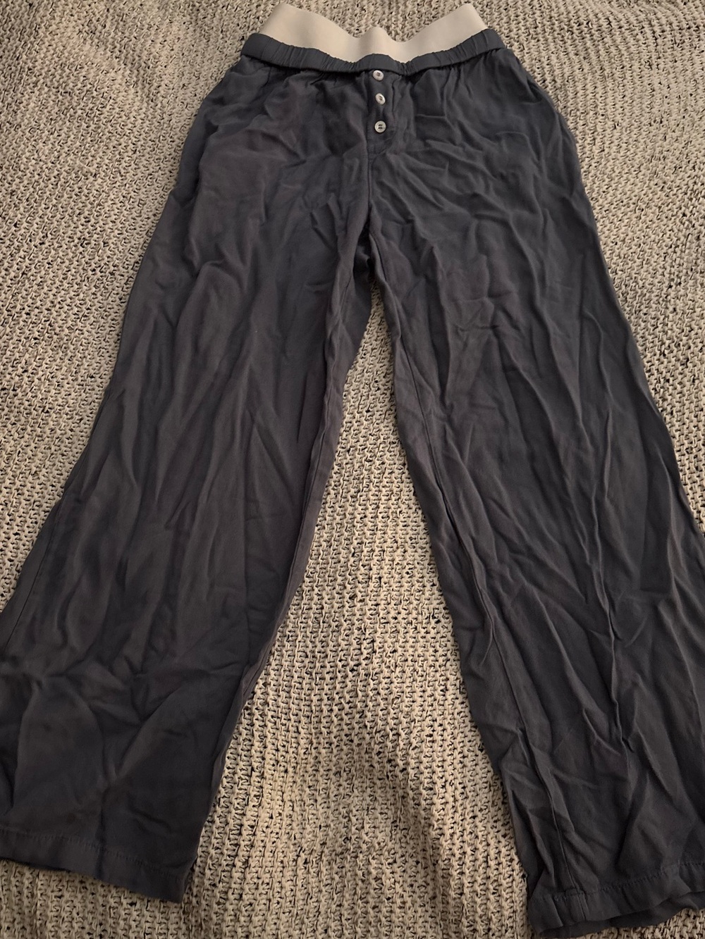 Sincerely Jules Smokey Navy Wide-Leg Pants with White Waistband